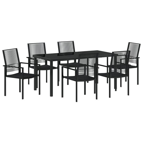 vidaXL Ensemble de salle à manger de jardin 7 pièces en noir  en PVC et rattan