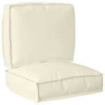 vidaXL Set de coussins de palette 2 Pièces Crème 50 x 50 x 12 cm