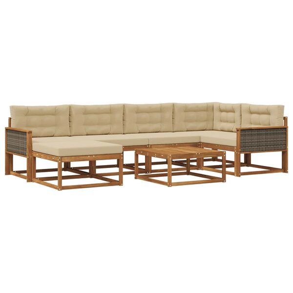 vidaXL Ensemble de canapés d'extérieur 7 Pièces Naturel et Beige