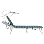 vidaXL Chaise longue pliable avec auvent Motif de feuilles Aluminium