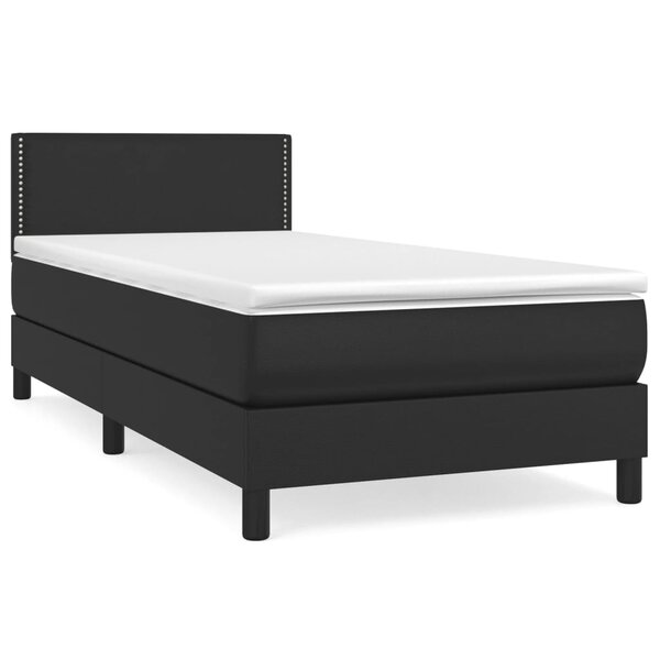 vidaXL Sommier à lattes de lit avec matelas Noir 90x200 cm Similicuir