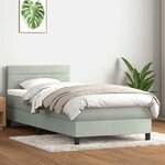 vidaXL Sommier à lattes de lit et matelas et LED gris clair 90x210 cm velours