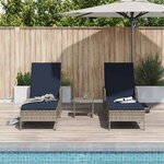 vidaXL Chaise longue avec coussin 2 Pièces Gris 35 x 35 x 32cm polyrotin