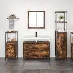 vidaXL Ensemble de mobilier de salle de bain 3 Pièces Chêne fumé
