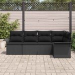 vidaXL Ensemble de canapé de jardin avec stockage 5 Pièces Noir polyrotin