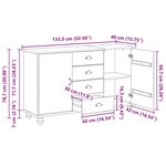 vidaXL Buffet avec tiroir Marron 133 5 x 40 x 79 cm Bois massif en pin