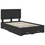 vidaXL Cadre de lit avec tiroir Noir 135 x 190 cm Bois d'ingénierie