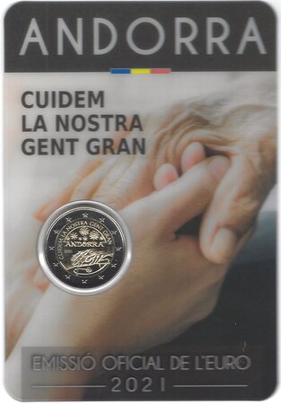 Monnaie 2 euros commémorative andorre 2021 - seniors bu fdc coincard
