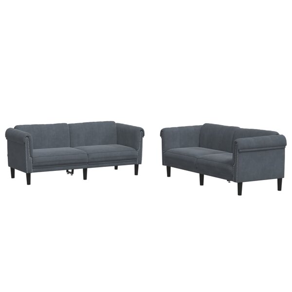 vidaXL Ensemble de canapés 2 Pièces gris foncé velours