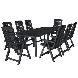 vidaXL Ensemble à manger d'extérieur 9 Pièces Plastique Anthracite