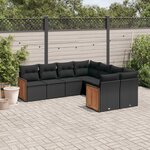 vidaXL Salon de jardin 8 Pièces avec coussins noir résine tressée