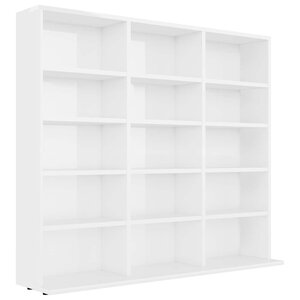 vidaXL Armoire à CD Blanc brillant 100x23x89 5 cm Bois d’ingénierie