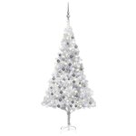 vidaXL Arbre de Noël artificiel pré-éclairé/boules argenté 180 cm PET