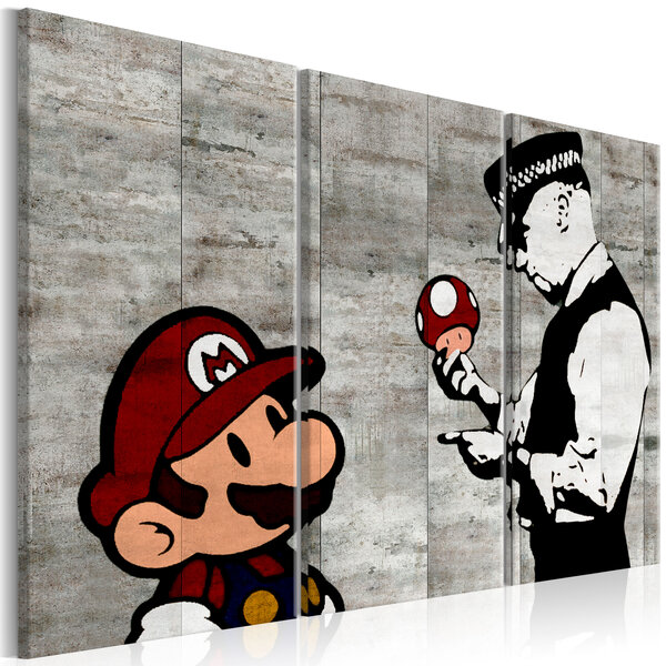Tableau - banksy: mario bros l x h en cm 90x60