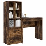 vidaXL Bureau avec tiroir avec étagère avec stockage 2 Pièces Chêne fumé