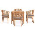 vidaXL Ensemble à manger de jardin 5Pièces avec coussins bois teck solide