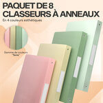 ACROPAQ 8x Classeur A4- 4 Anneaux- Dos 3 5 cm pour 200 feuilles- Étiquettes de Dos- PP- Durable- Résisitants à l'eau- Couleurs Terre