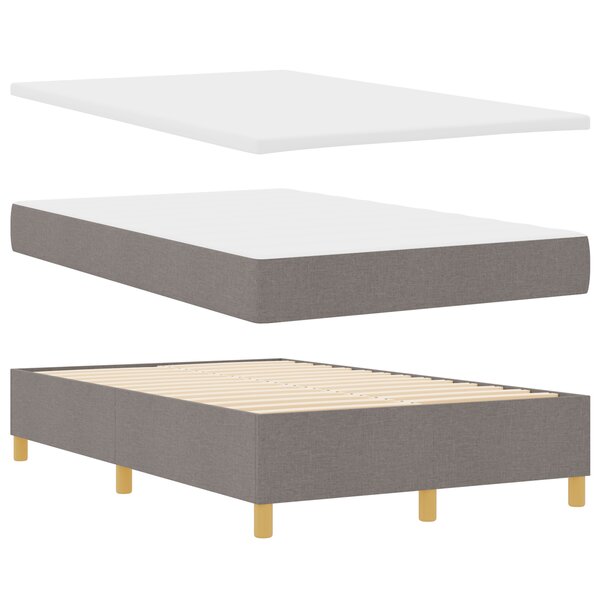 vidaXL Lit à sommier tapissier avec matelas et banc taupe 120x200 cm en tissu