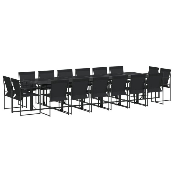 vidaXL Ensemble à manger de jardin 17 Pièces noir textilène