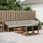 vidaXL Ensemble de canapés d'extérieur 9 Pièces Naturel et gris clair