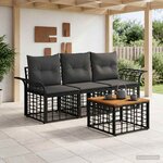vidaXL Ensemble de canapés d'extérieur 4 pc Noir et Gris foncé