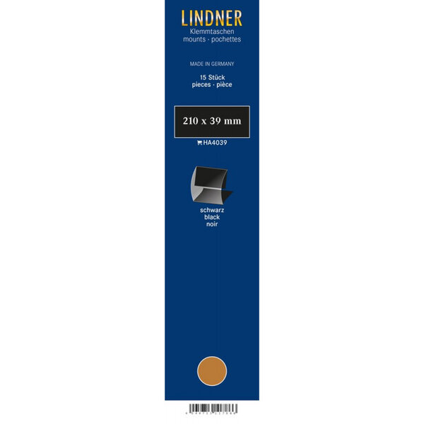 Bandes Klemmfix double soudure 210 x 39 mm pour timbres-poste. Fond - Noir