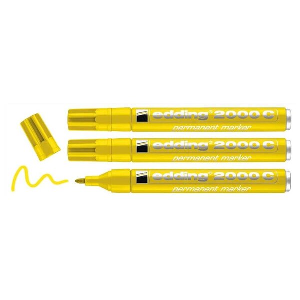Marqueur Permanent 2000C Corps Alu Jaune Pointe Ronde 1 5-3 mm x 3 EDDING