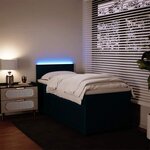 vidaXL Sommier à lattes de lit avec matelas bleu 80x200 cm velours