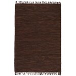 Vidaxl tapis chindi cuir tissé à la main 190 x 280 cm marron