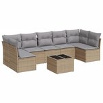 vidaXL Salon de jardin avec coussins 8 Pièces beige résine tressée