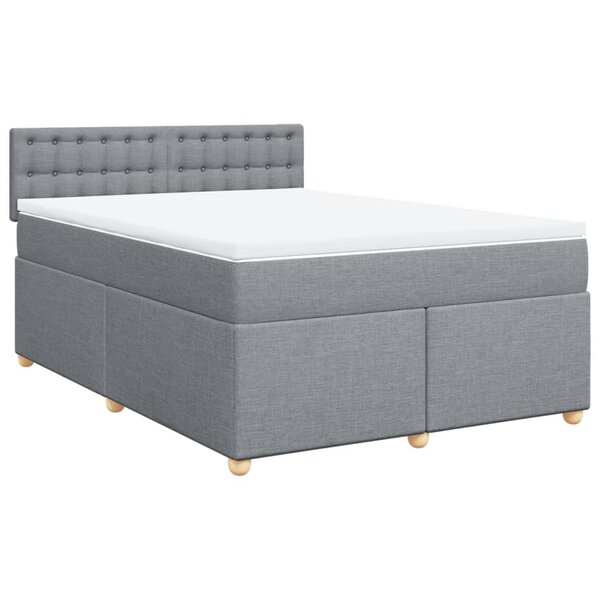 vidaXL Sommier à lattes de lit avec matelas Gris clair 140x200cm Tissu