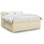 vidaXL Sommier à lattes de lit avec matelas Crème 200x200 cm Tissu
