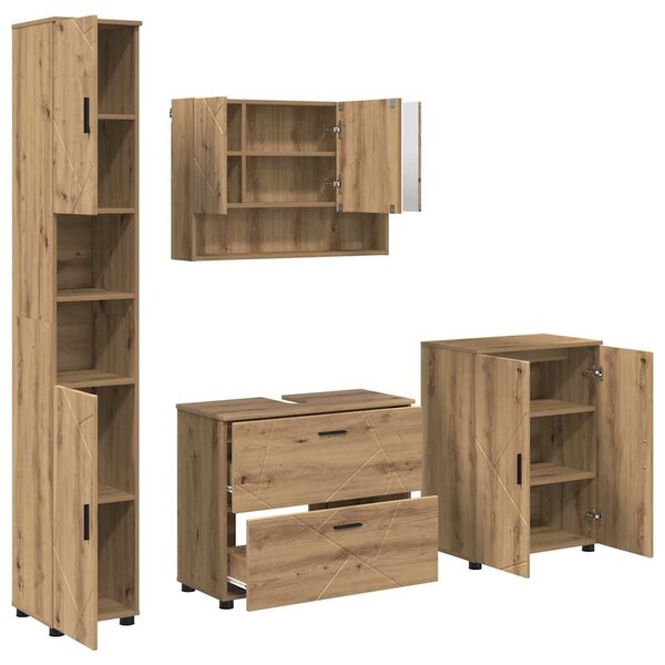 vidaXL Ensemble de mobilier de salle de bain 4 Pièces chêne artisanal