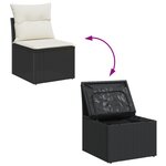 Ensemble de canapé de jardin 5 pièces vidaXL avec coussins en poly rotin noir