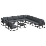 vidaXL Ensemble de canapé de jardin avec coussin 12 Pièces Noir Aluminium