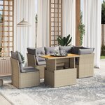 vidaXL Salon de jardin avec coussins 5 Pièces beige résine tressée