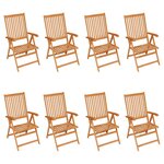 vidaXL Chaises inclinables de jardin avec coussins 8 Pièces Teck solide