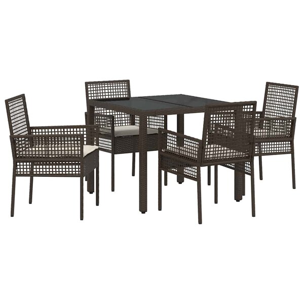 vidaXL Ensemble de salle à manger pour jardin 5 Pièces Marron polyrotin