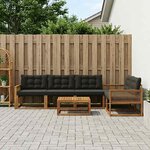 vidaXL Ensemble de canapés d'extérieur 6 Pièces Naturel et noir