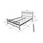 Design metal lit double 140 x 200 cadre de lit lattes bois neuf