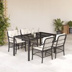 vidaXL Ensemble à manger de jardin coussins 5Pièces Noir Résine tressée