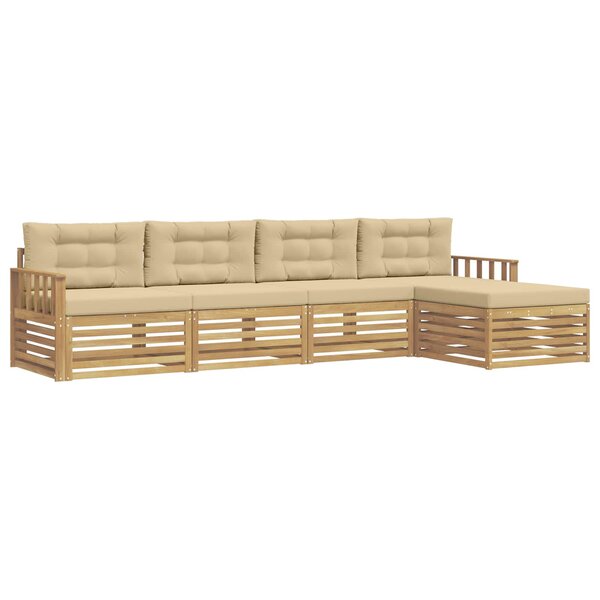 vidaXL Ensemble de canapés d'extérieur 5 Pièces Blanc et Beige Polyester