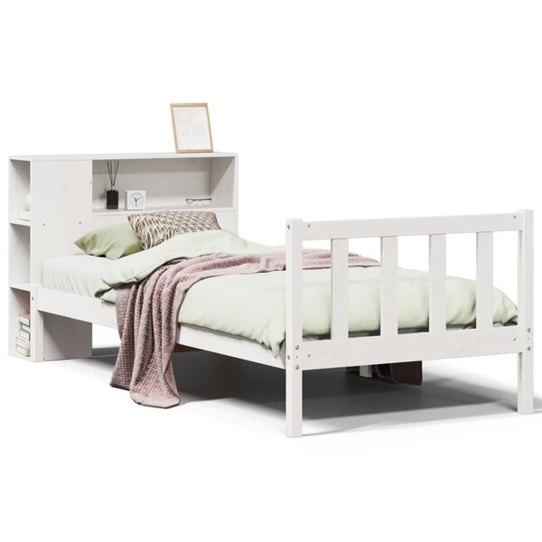vidaXL Lit bibliothèque sans matelas blanc 75x190cm bois de pin massif