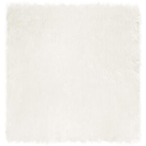 vidaXL Tapis en fausse Tafalla Blanc 120 x 120 cm Polyester