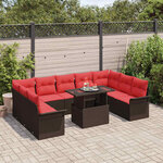 vidaXL Ensemble de canapé de jardin 10 Pièces Marron Poly rotin