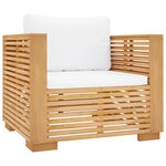 vidaXL Fauteuil de jardin avec coussins crème Bois de teck massif