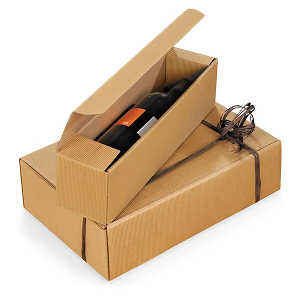 Boite micro-cannelure brune pour 2 bouteilles 20 x 10 x 37 cm (lot de 25)