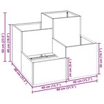 vidaXL Cache-pot de jardin Argent 80 x 80 x 60 cm Acier galvanisé