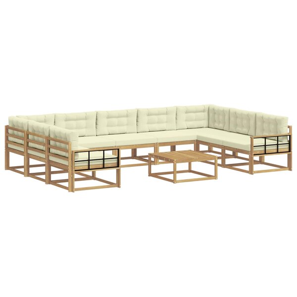 vidaXL Ensemble de canapés d'extérieur 10 Pièces Blanc et crème