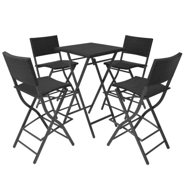 vidaXL Ensemble à manger d'extérieur pliable 5Pièces Acier Résine tressée